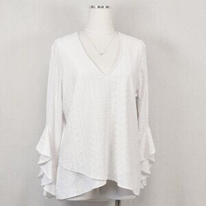 Vince Camuto White Eyelet Blouse Size Large